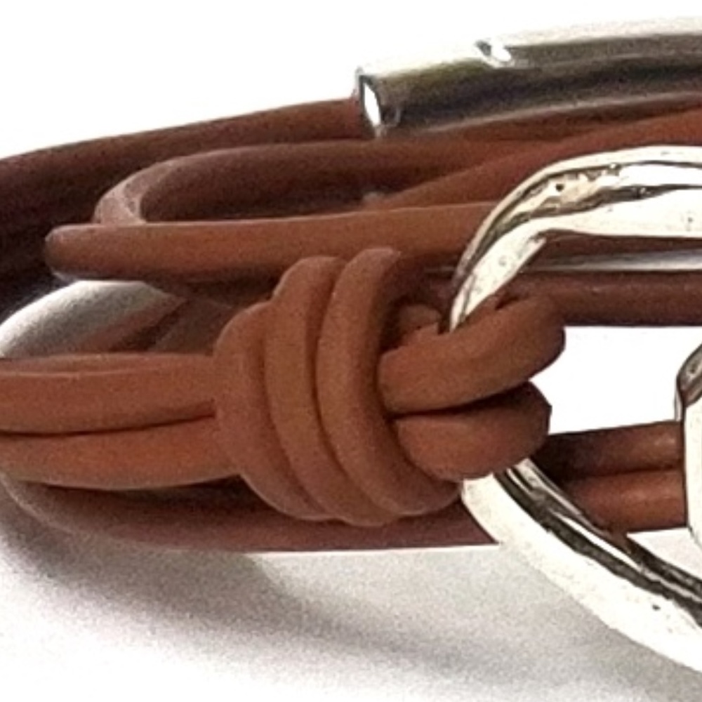 Leather Wrap Brown Glass Bead Bracelet - Picture 3 of 8